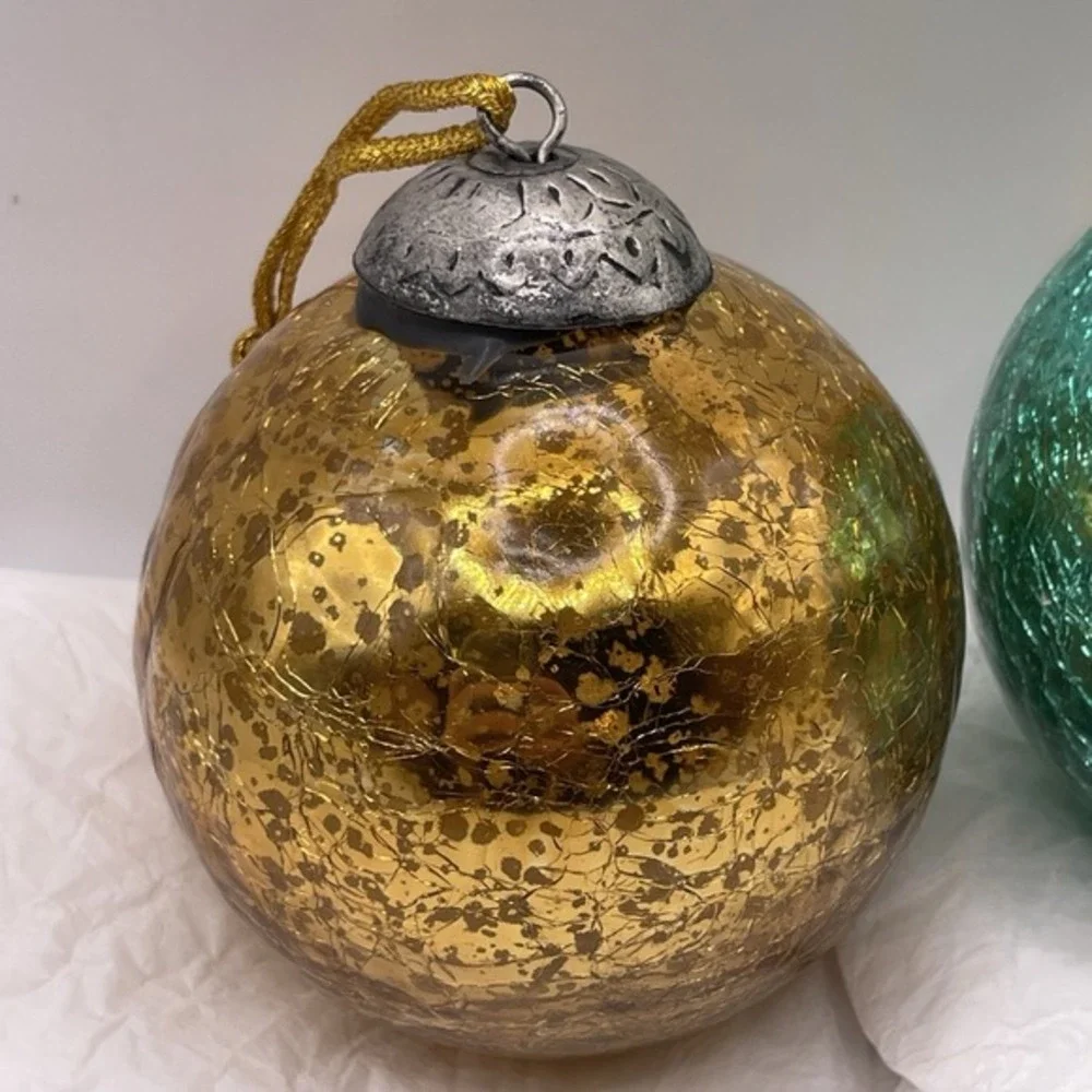 Gold Green Mercury Crackle Glass 3